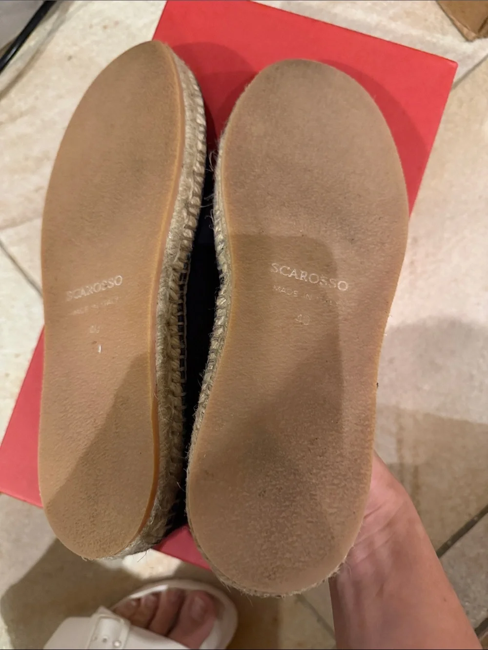 Navy Suede Slip-On Loafers with Espadrille Stitching